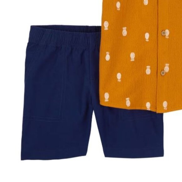 NWT Carter's Toddler Boy 2-Piece Pineapple-Print Shirt & Canvas Shorts Set - Picture 4 of 10
